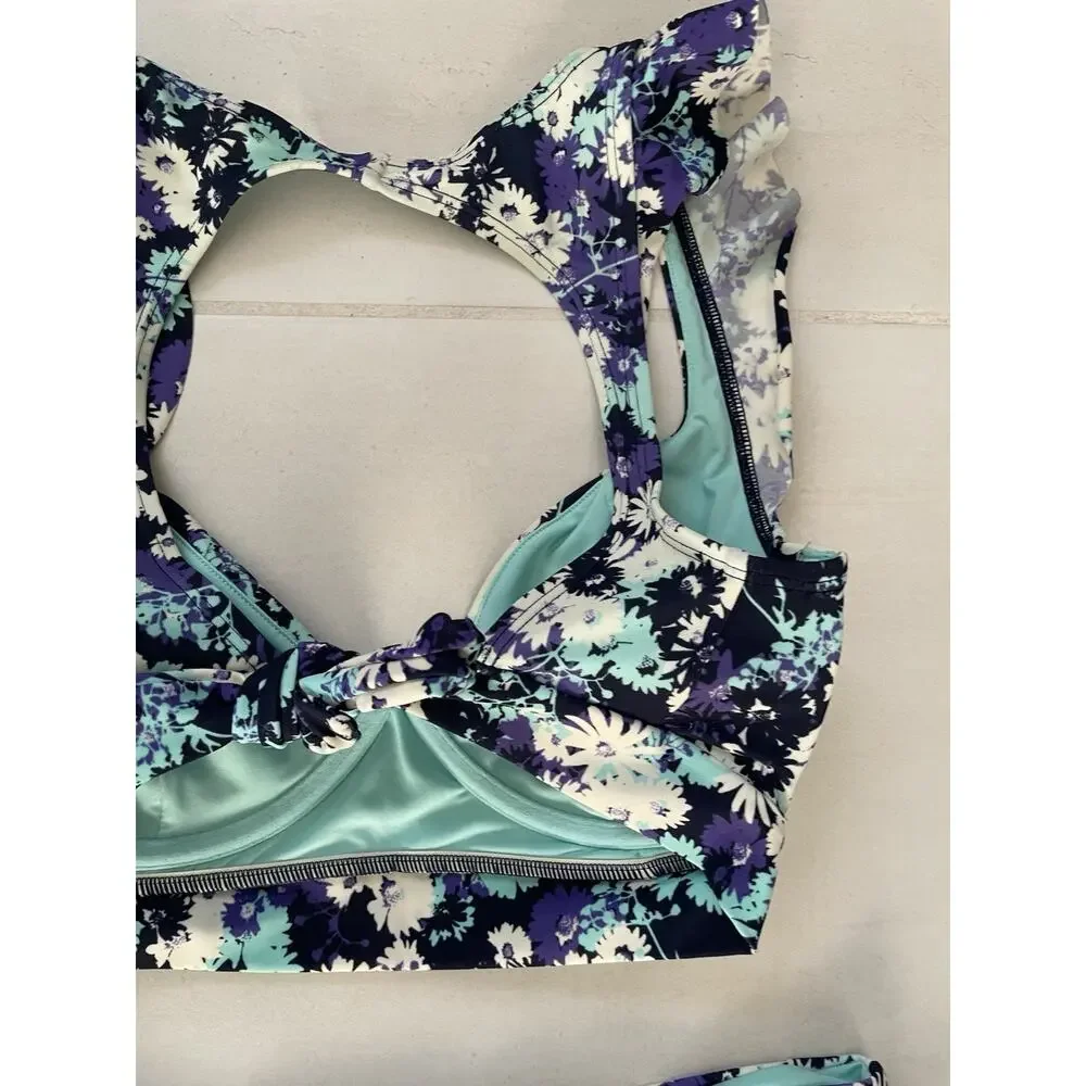 Adore Me Swim 32DD/S Bikini Swimsuit Floral Ruffled Beach Summer
